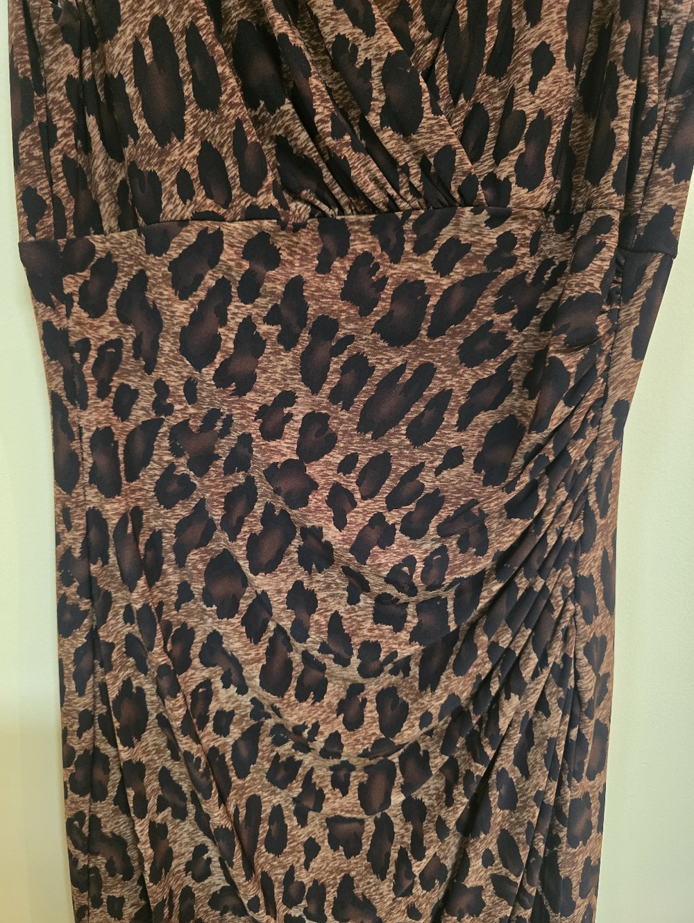 Ralph Lauren Womens Leopard Print Sleeveless Ruched Sheath Jersey Career Dress 6 - Picture 2 of 6